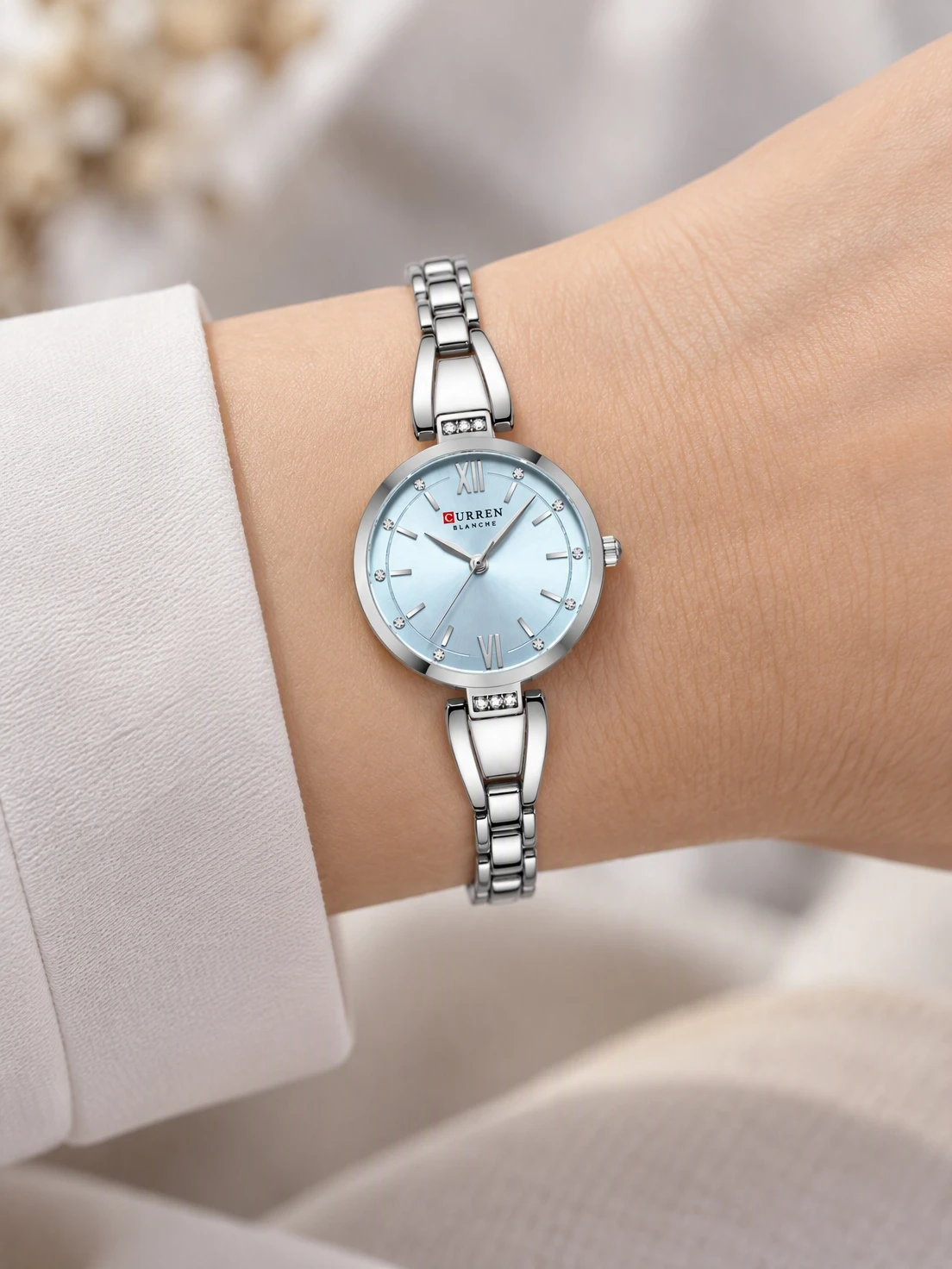 Pale Blue Crystal Roman Bangle — view 5