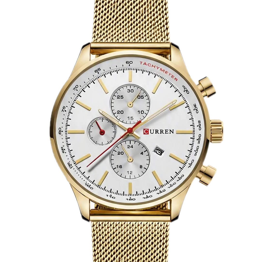Gold Mesh Tachymeter Chronograph