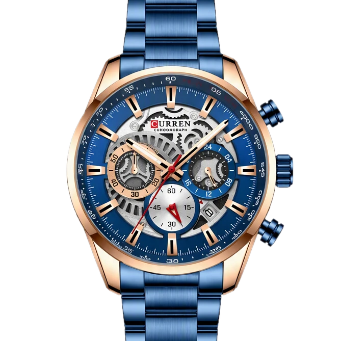 Blue Skeleton Chronograph Steel