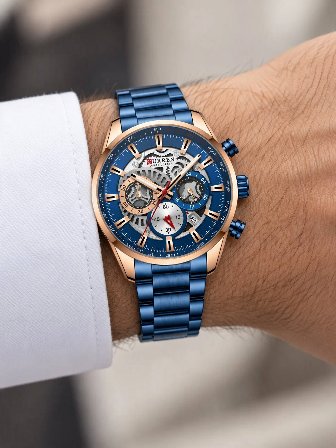 Blue Skeleton Chronograph Steel — view 5