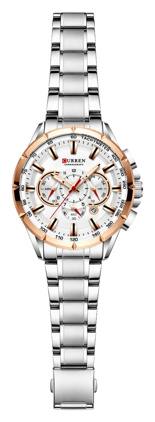 Ivory Rose Bezel Chronograph Steel — view 1
