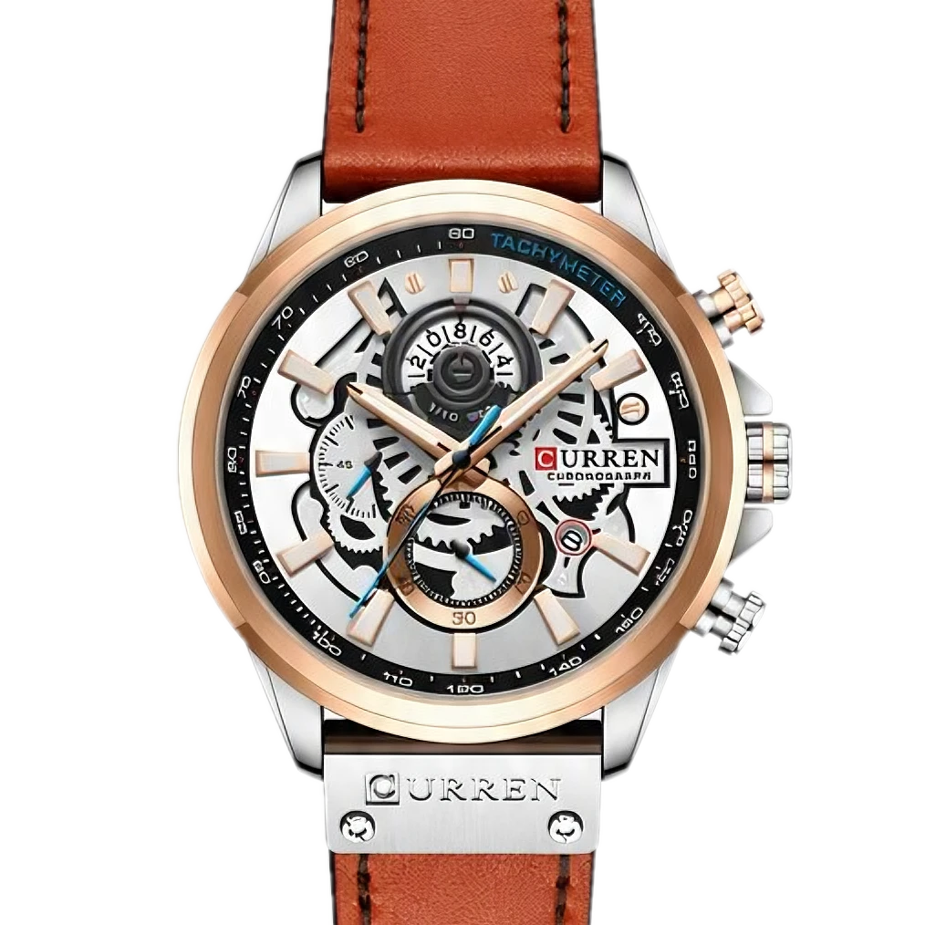 Rose Skeleton Chronograph Leather