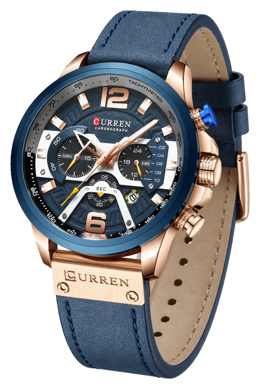 Navy Rose Gold Chronograph Leather — view 2