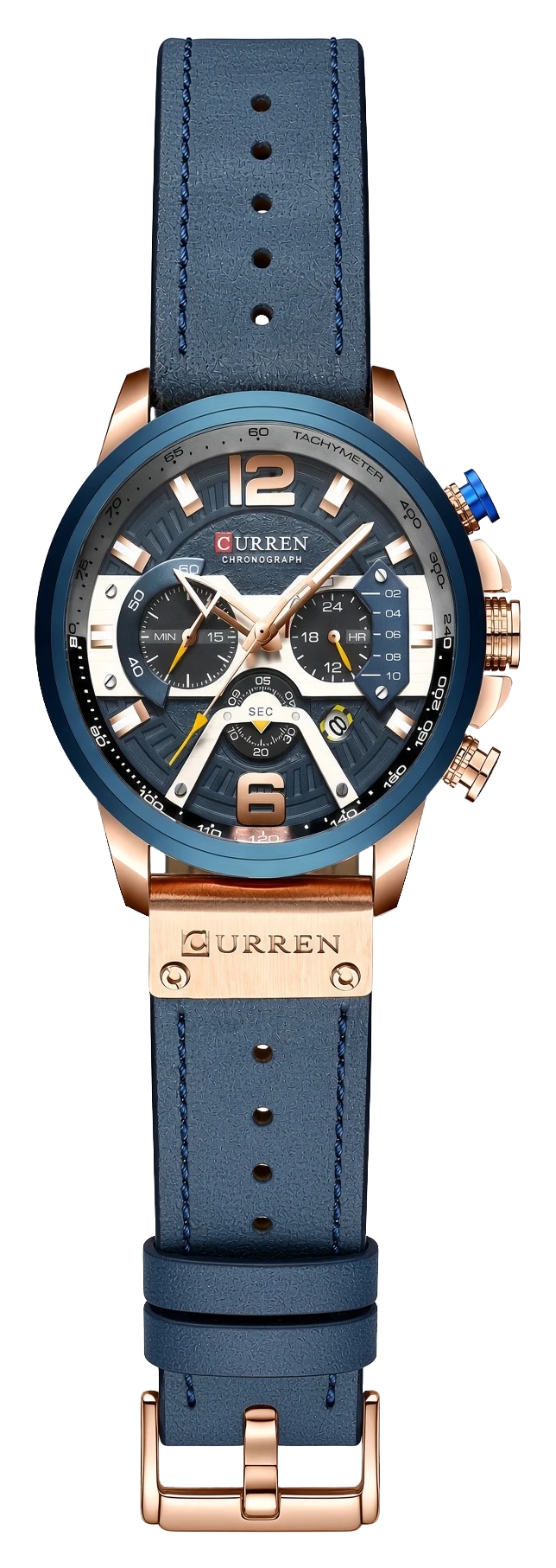 Navy Rose Gold Chronograph Leather — view 1