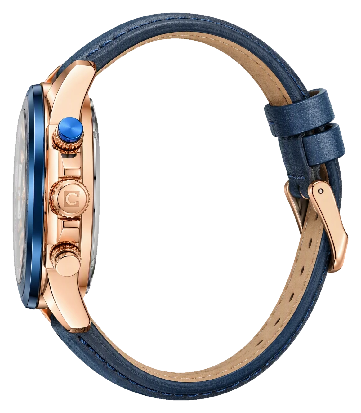 Navy Rose Gold Chronograph Leather — view 4