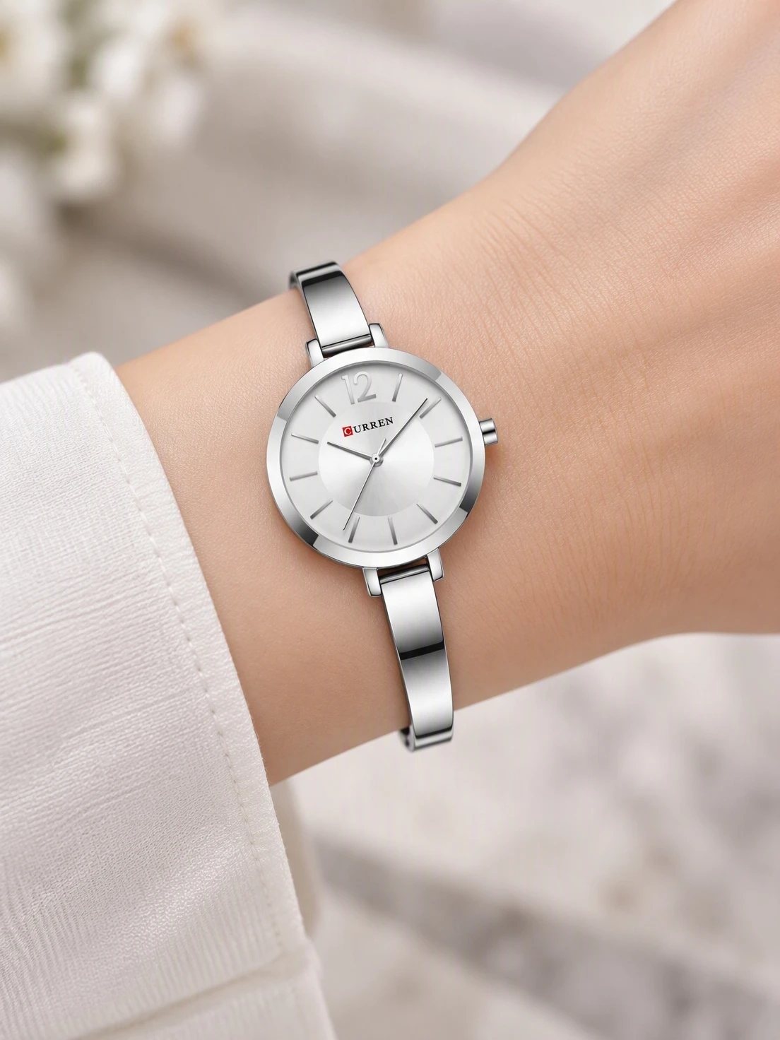 Silver Minimal Bangle — view 5