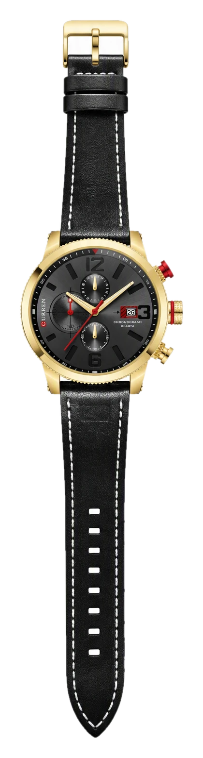 Black Gold Date Chronograph Leather — view 1