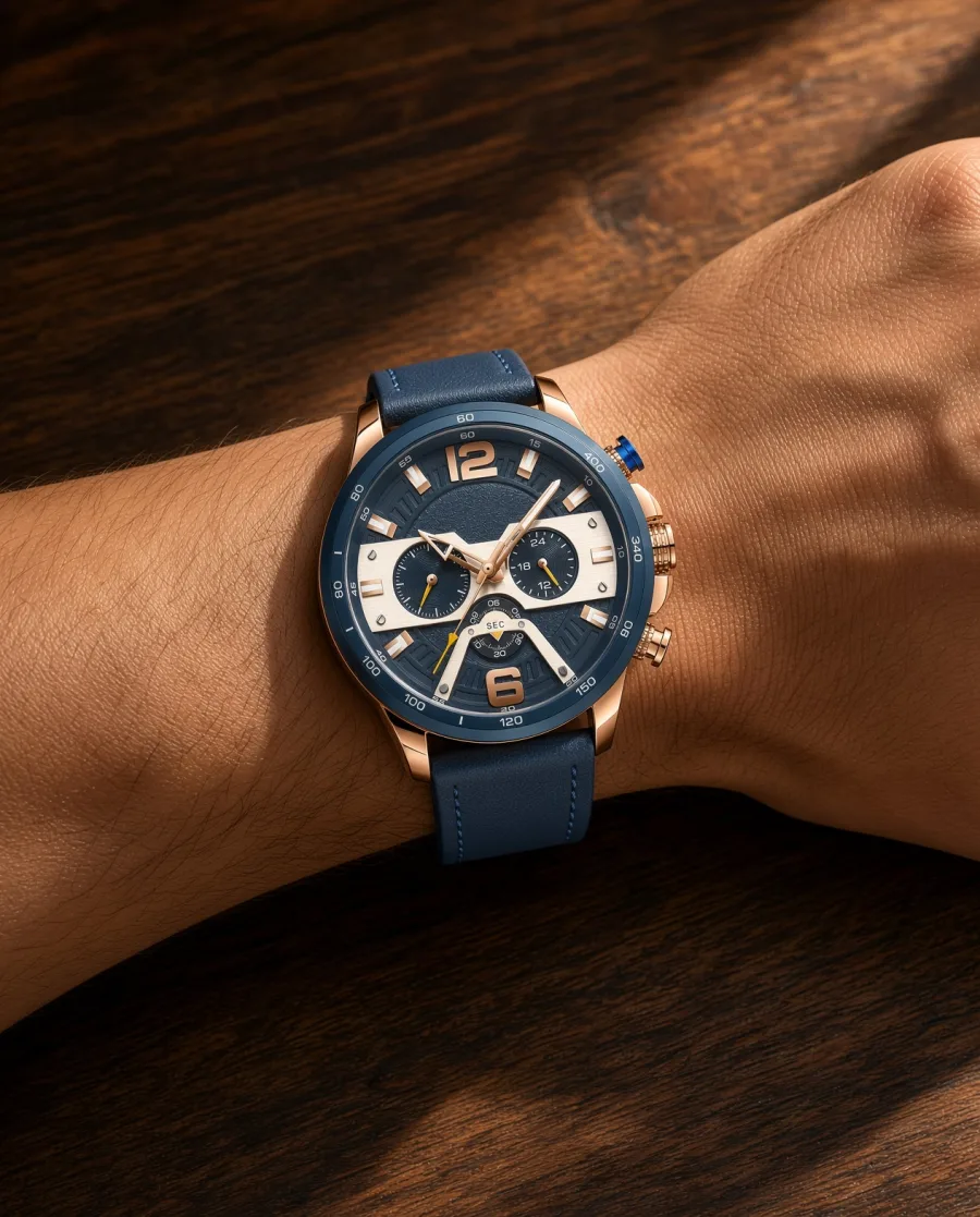 Navy chronograph on the wrist